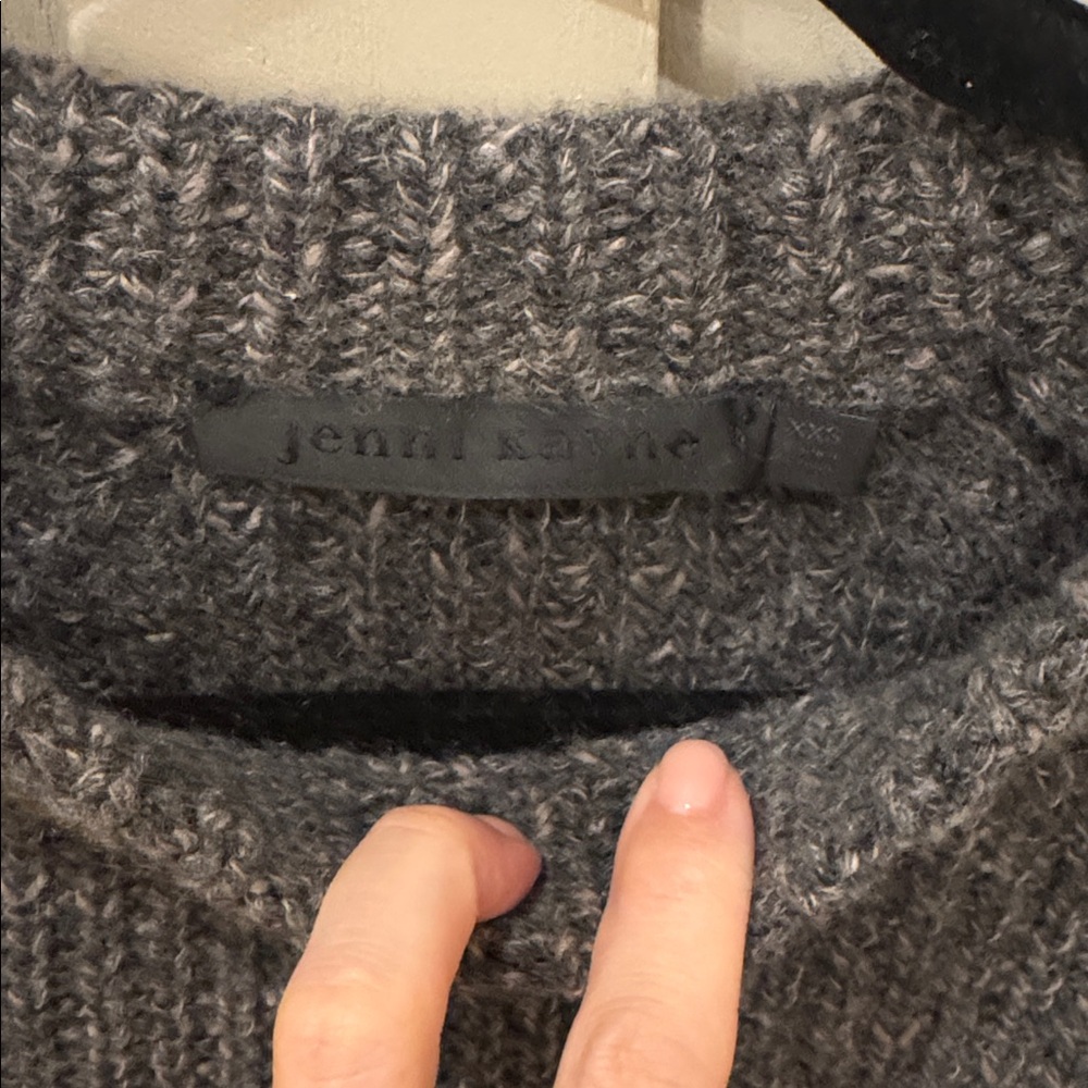 Jenni Kayne Oversized Cashmere Fisherman Sweater Charcoal Grey Size Medium - Picture 8 of 9